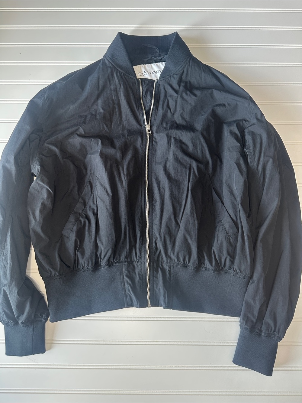 Calvin Klein Women’s Black Bomber Jacket Lightweight Zip Size Small